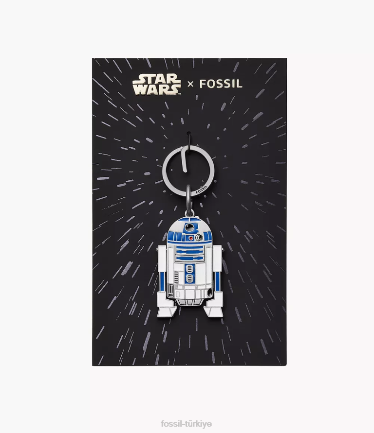 Fossil 6J042010 gümüş yıldız savaşları r2-d2 anahtarlık aksesuar erkekler