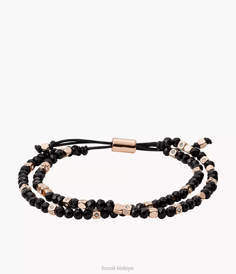 Fossil 6J041320 siyah boncuklu deri kaydırıcı kaydırıcı kadınlar