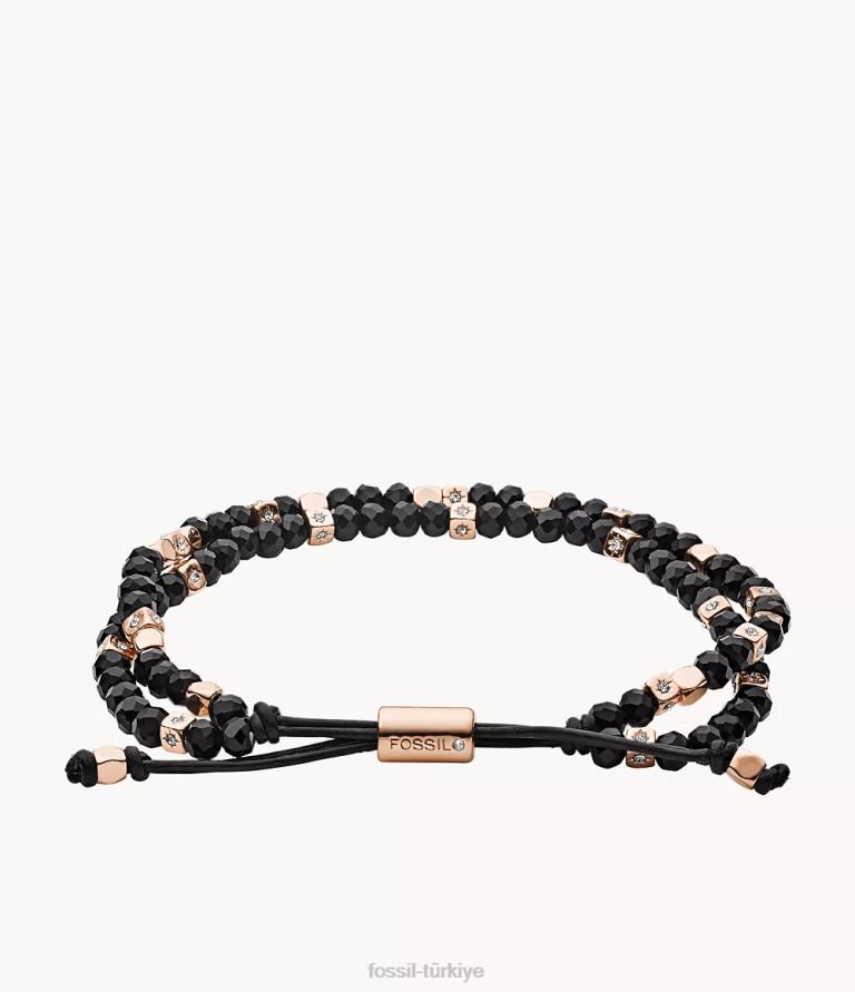 Fossil 6J041320 siyah boncuklu deri kaydırıcı kaydırıcı kadınlar