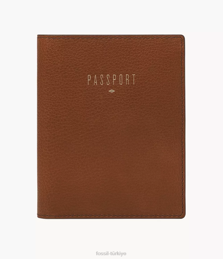 Fossil 6J041978 kahverengi seyahat rfid pasaport kılıfı aksesuar kadınlar