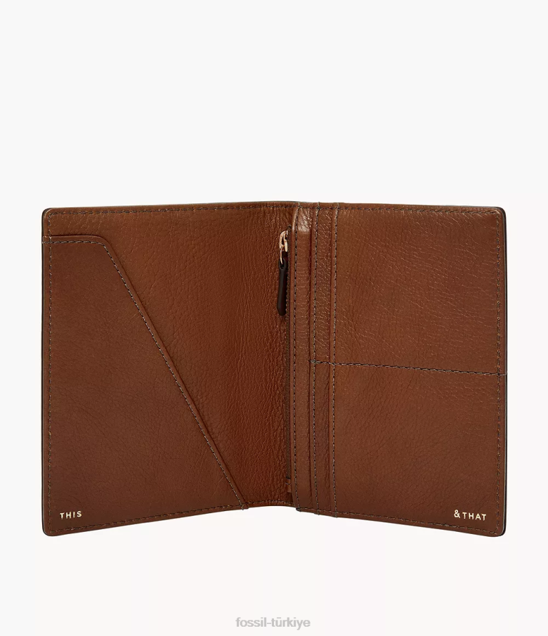 Fossil 6J041978 kahverengi seyahat rfid pasaport kılıfı aksesuar kadınlar