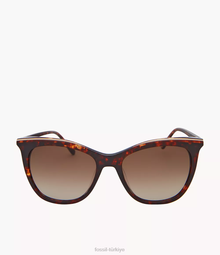 Fossil 6J041973 kahverengi haddie kedi gözü güneş gözlüğü aksesuar kadınlar