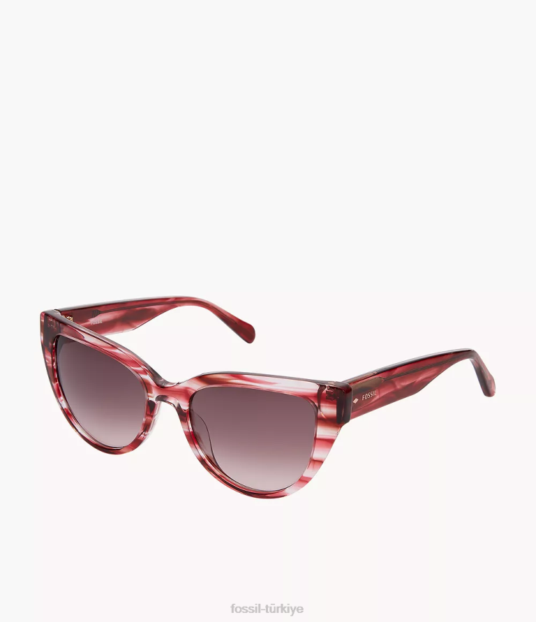 Fossil 6J042000 bordo norah kedi gözü güneş gözlüğü aksesuar kadınlar