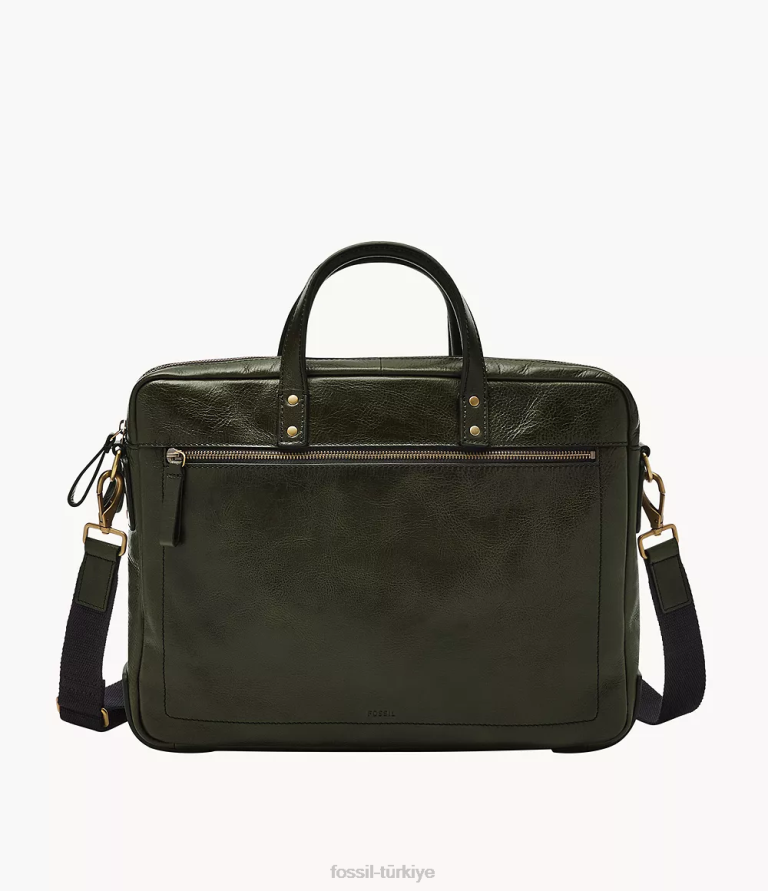Fossil 6J041621 yeşil haskell çift fermuarlı iş çantası çanta erkekler