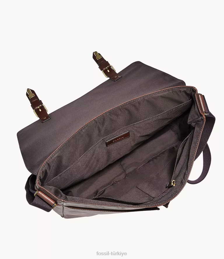 Fossil 6J041634 koyu kahverengi mil habercisi çanta erkekler