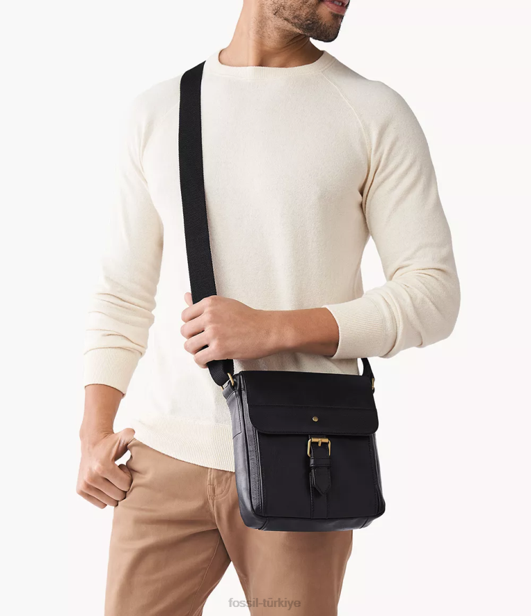 Fossil 6J041654 siyah mil kurye çanta erkekler