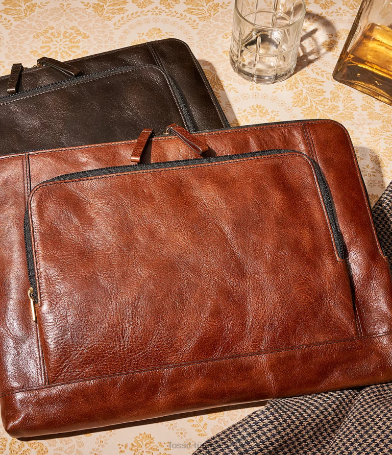 Fossil 6J042029 konyak Dillon dizüstü bilgisayar folyosu çanta erkekler