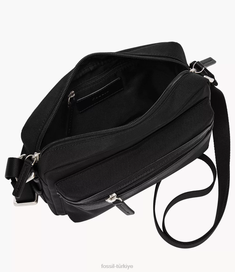 Fossil 6J041632 siyah wyatt kamera çantası çanta erkekler