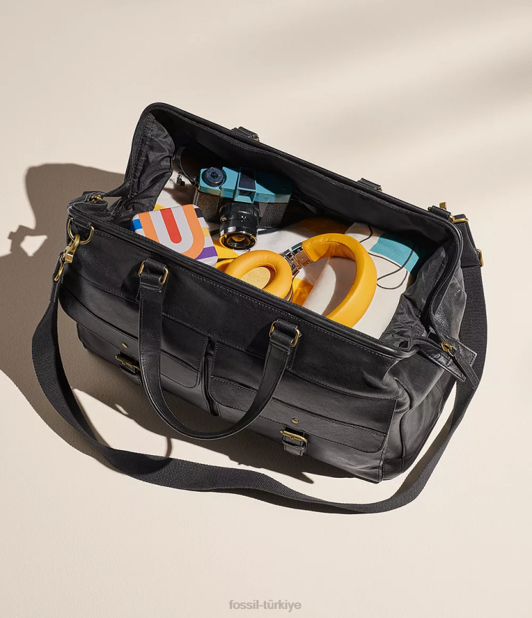 Fossil 6J041648 siyah kilometre sporu çanta erkekler