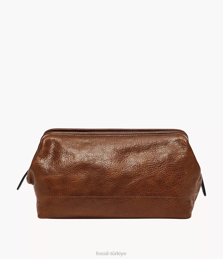 Fossil 6J042015 konyak seyahat çerçeveli tıraş seti çanta erkekler