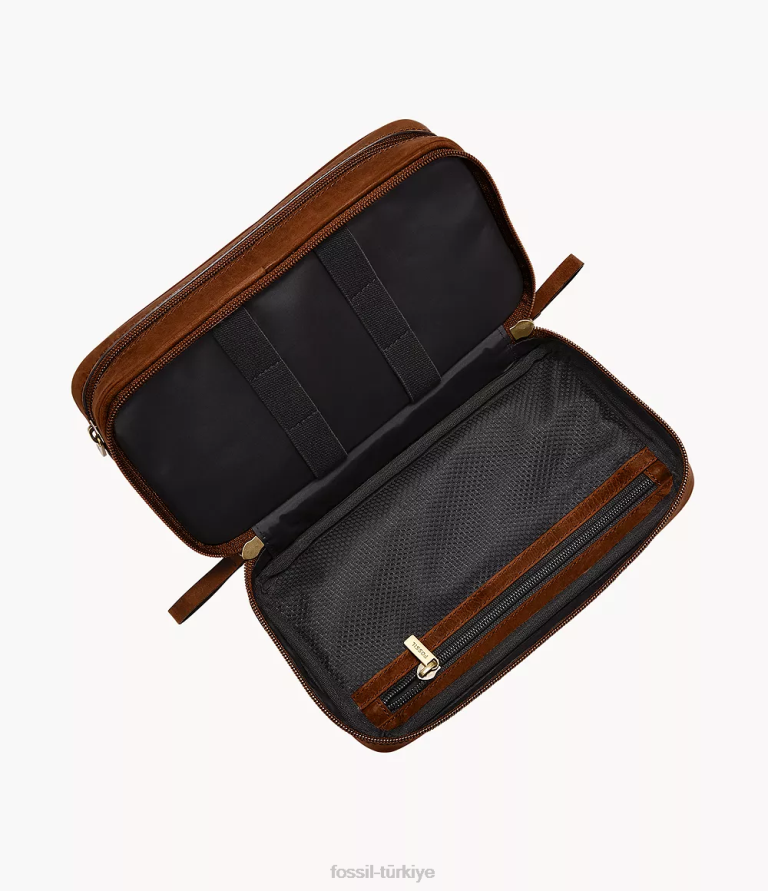 Fossil 6J042045 kahverengi seyahat tıraş seti çanta erkekler