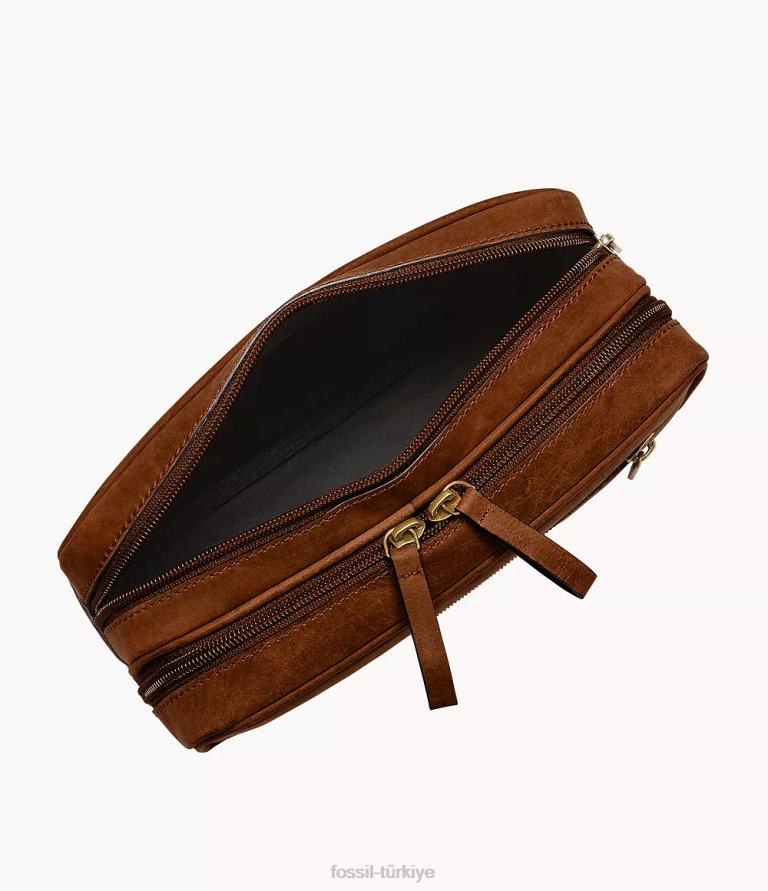 Fossil 6J042045 kahverengi seyahat tıraş seti çanta erkekler