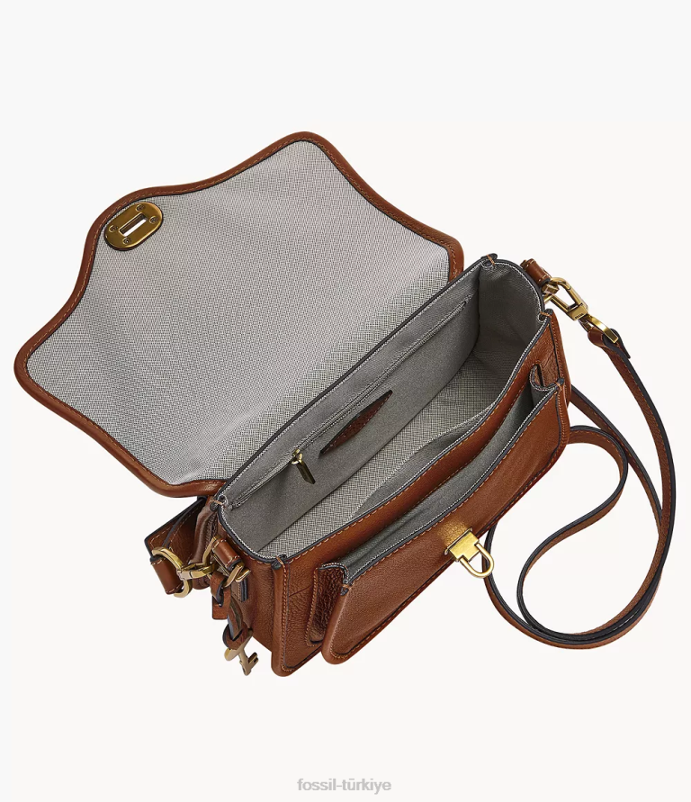 Fossil 6J04281 kahverengi miras üst saplı çapraz gövde çanta kadınlar