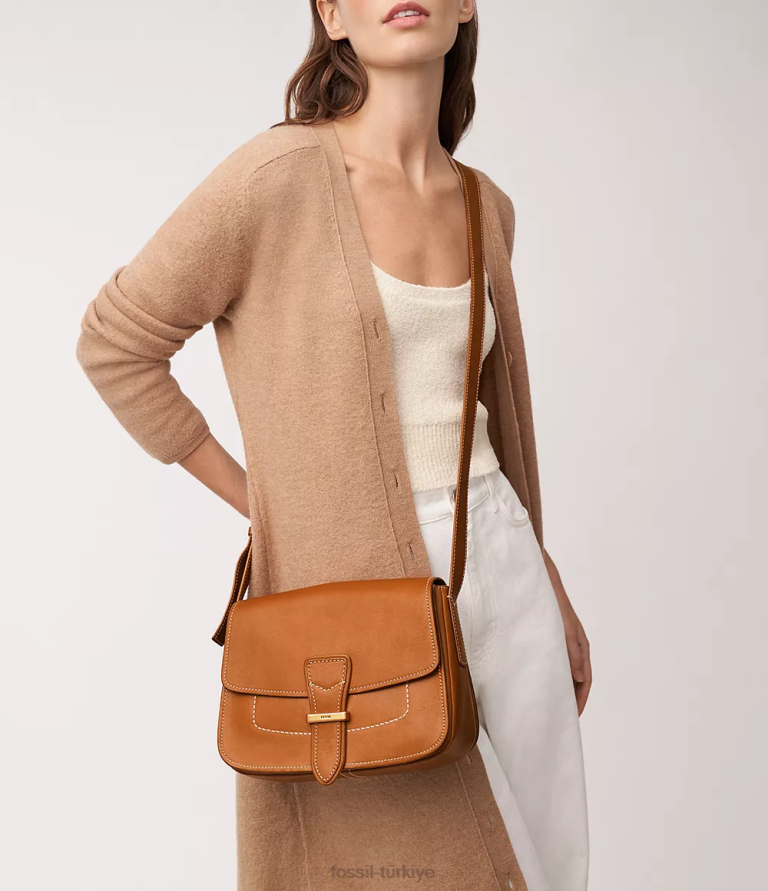 Fossil 6J04284 konyak tremont kapaklı çapraz gövde çanta kadınlar