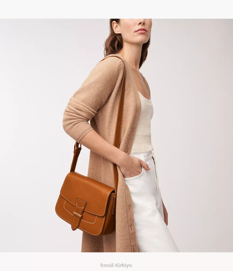Fossil 6J04284 konyak tremont kapaklı çapraz gövde çanta kadınlar