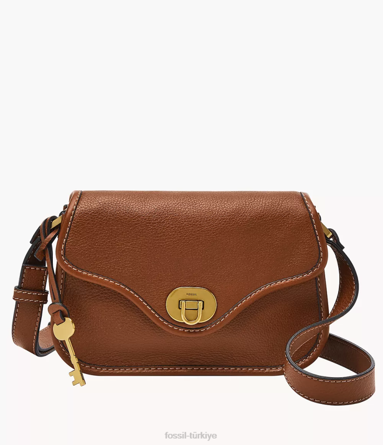 Fossil 6J04285 kahverengi miras mini kapaklı çapraz gövde çanta kadınlar