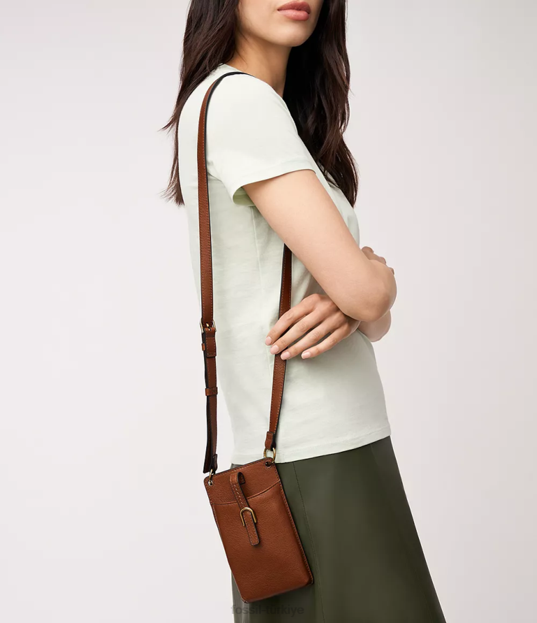 Fossil 6J04286 kahverengi vada telefon çantası çanta kadınlar