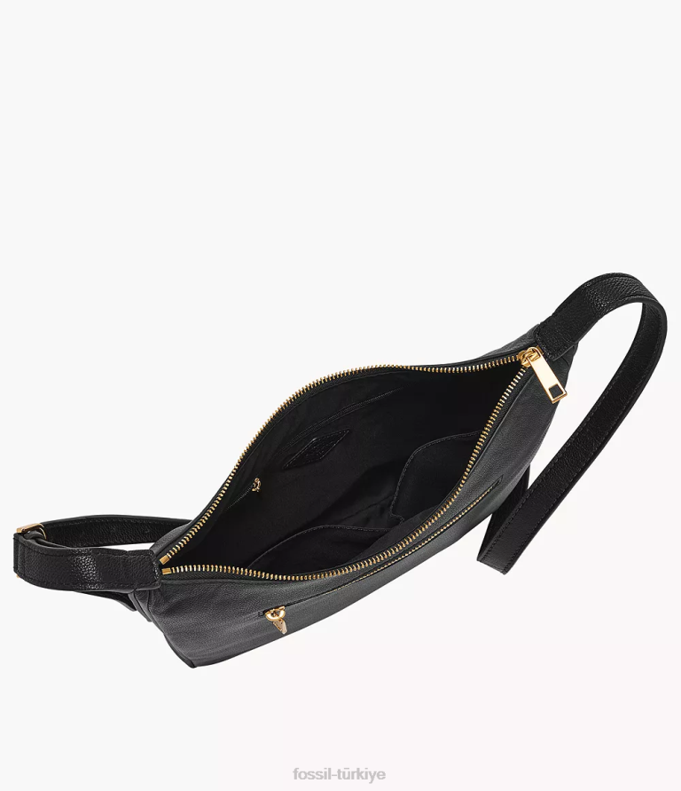 Fossil 6J04290 siyah cecilia üst fermuarlı çapraz askı çanta kadınlar