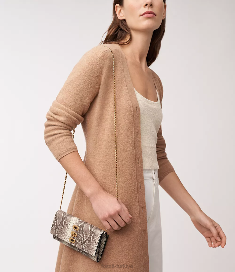 Fossil 6J04298 beyaz penrose cüzdan çapraz askılı çanta kadınlar