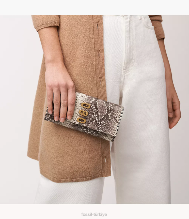 Fossil 6J04298 beyaz penrose cüzdan çapraz askılı çanta kadınlar