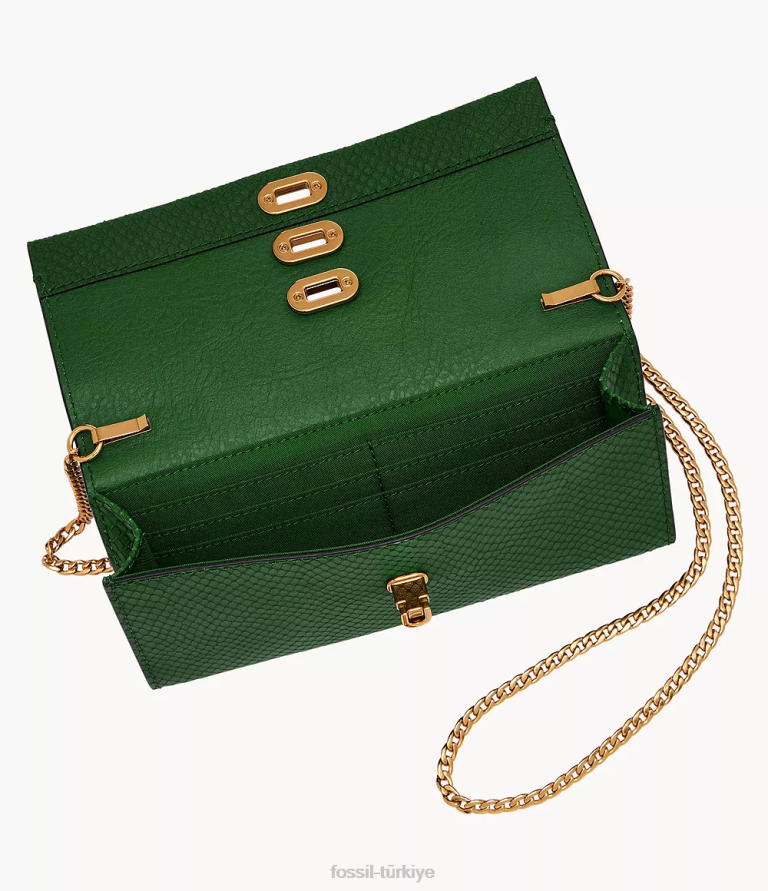 Fossil 6J04300 yeşil penrose cüzdan çapraz askılı çanta kadınlar
