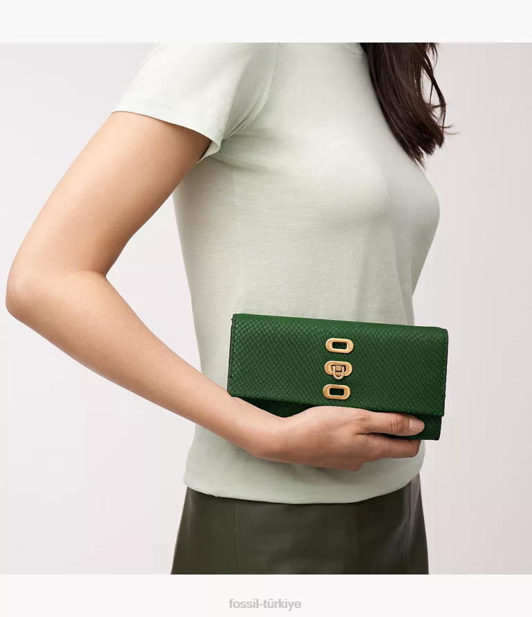 Fossil 6J04300 yeşil penrose cüzdan çapraz askılı çanta kadınlar