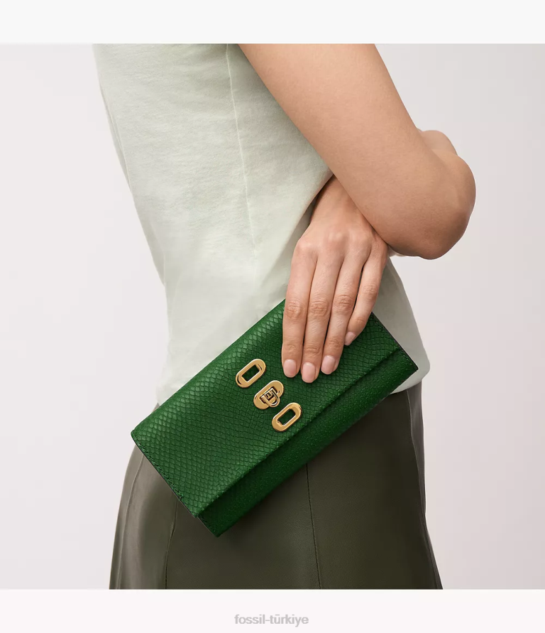 Fossil 6J04300 yeşil penrose cüzdan çapraz askılı çanta kadınlar