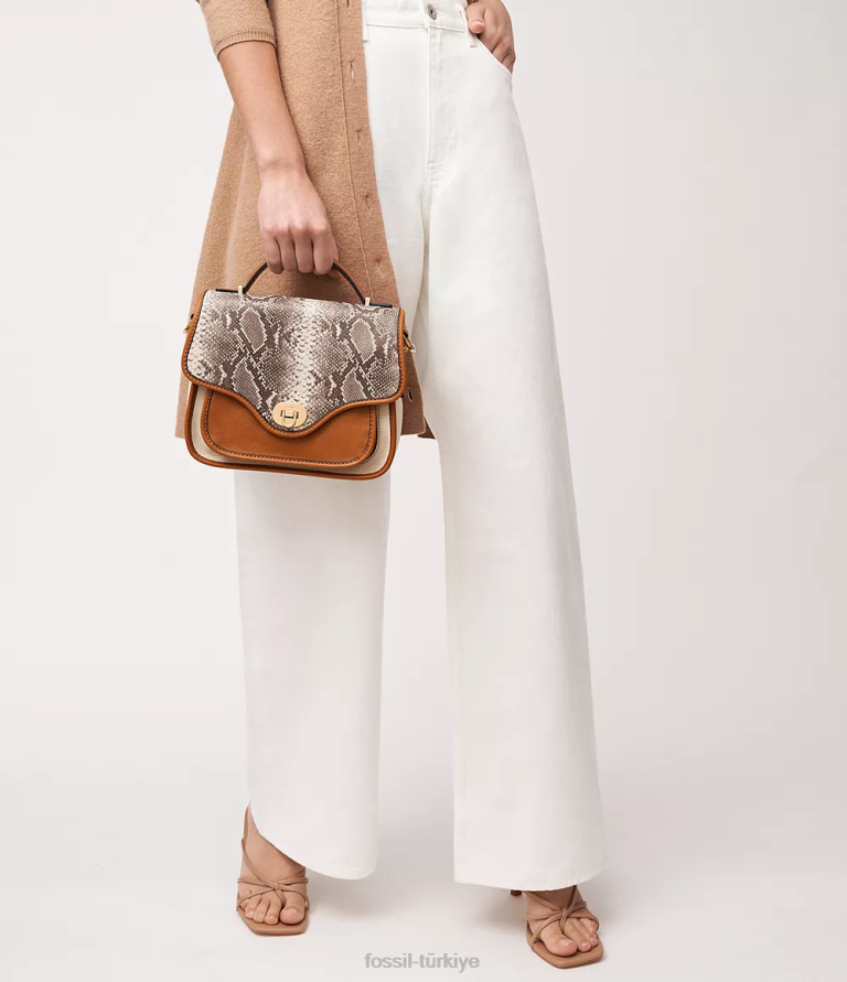 Fossil 6J04303 çizgili miras üst saplı çapraz gövde çanta kadınlar