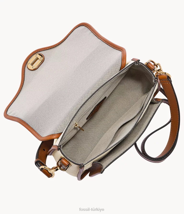 Fossil 6J04303 çizgili miras üst saplı çapraz gövde çanta kadınlar