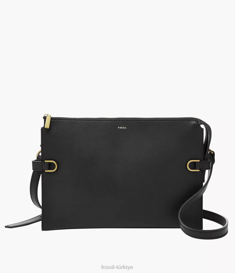 Fossil 6J04307 siyah kier kaktüs deri crossbody çanta kadınlar