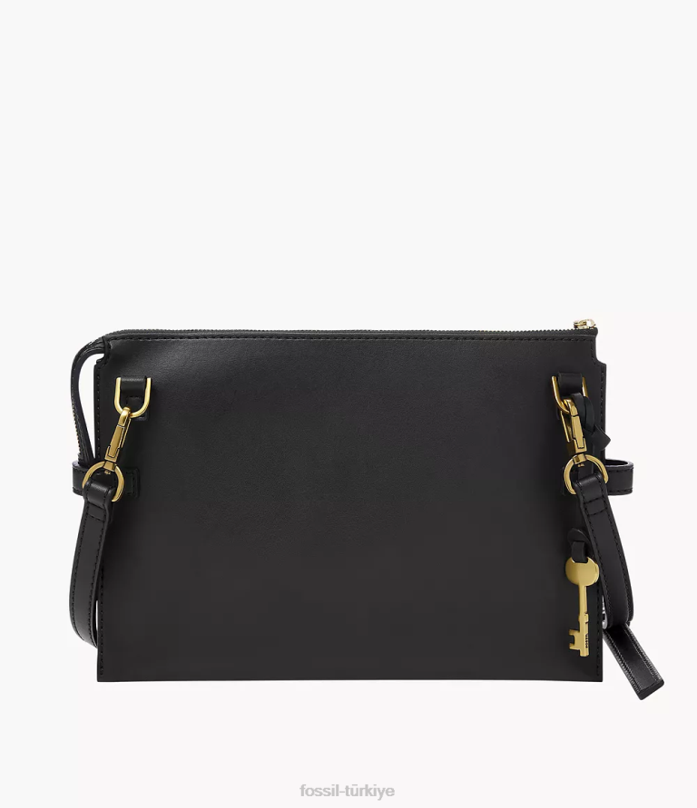 Fossil 6J04307 siyah kier kaktüs deri crossbody çanta kadınlar