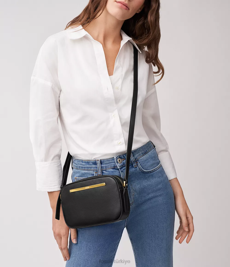 Fossil 6J04308 siyah liza kamera çantası çanta kadınlar