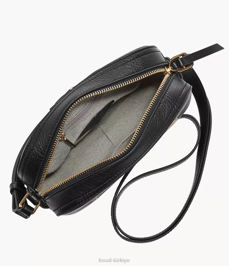 Fossil 6J04308 siyah liza kamera çantası çanta kadınlar