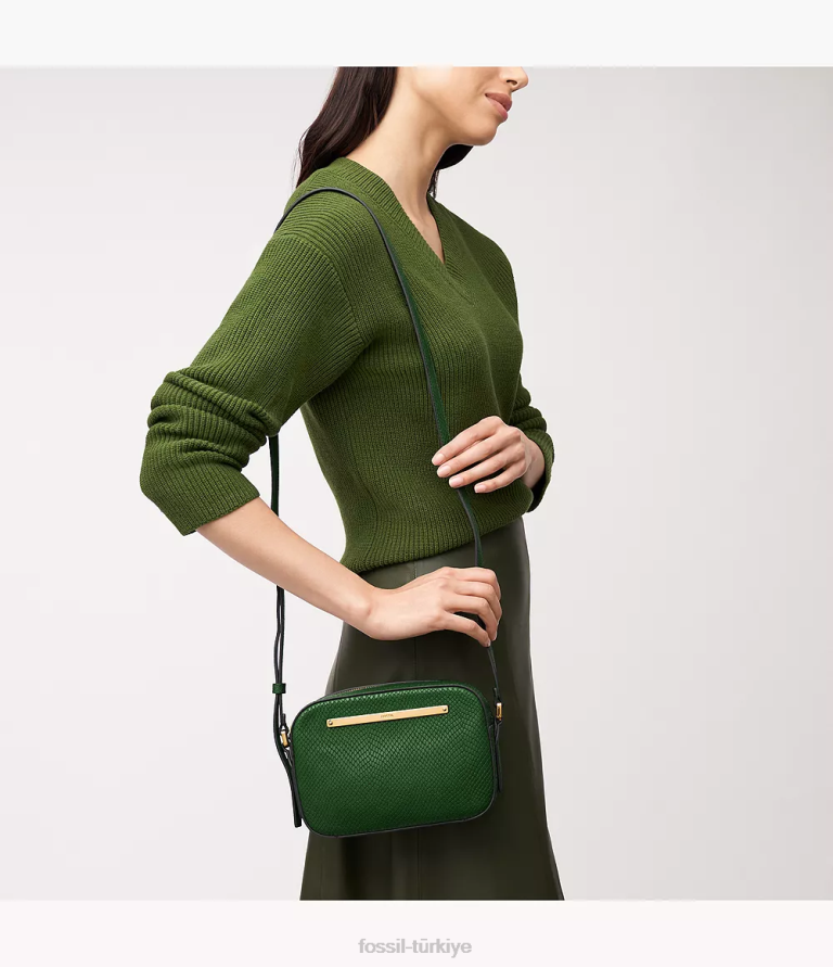 Fossil 6J04309 yeşil liza kamera çantası çanta kadınlar