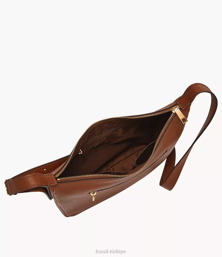 Fossil 6J04311 kahverengi cecilia üst fermuarlı çapraz askı çanta kadınlar