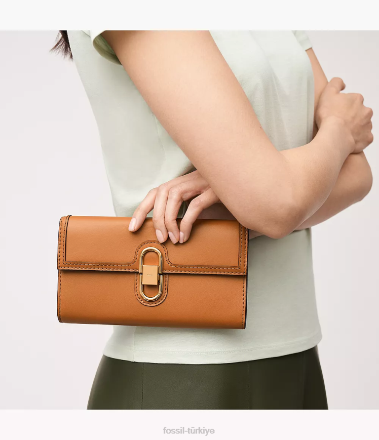 Fossil 6J04312 kahverengi avondale cüzdan çapraz askılı çanta kadınlar