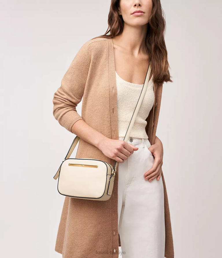 Fossil 6J04314 beyaz liza kamera çantası çanta kadınlar