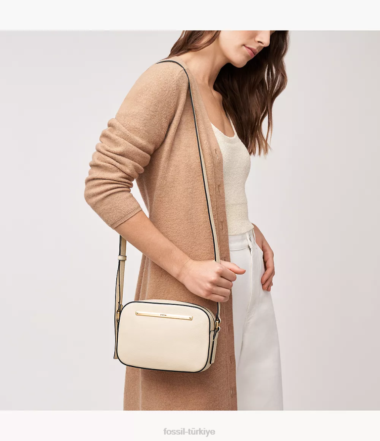 Fossil 6J04314 beyaz liza kamera çantası çanta kadınlar