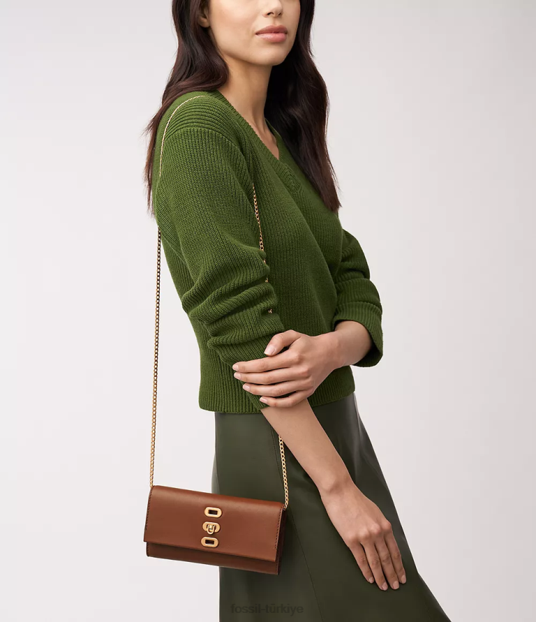 Fossil 6J04315 kahverengi penrose cüzdan çapraz askılı çanta kadınlar