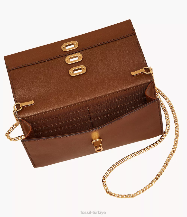 Fossil 6J04315 kahverengi penrose cüzdan çapraz askılı çanta kadınlar