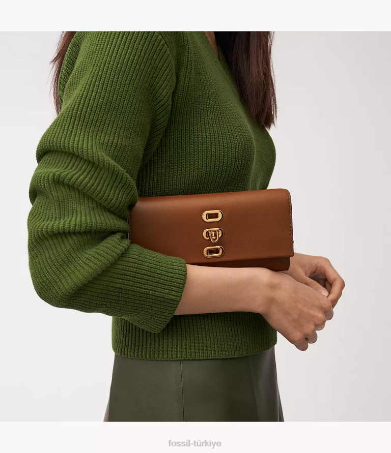 Fossil 6J04315 kahverengi penrose cüzdan çapraz askılı çanta kadınlar