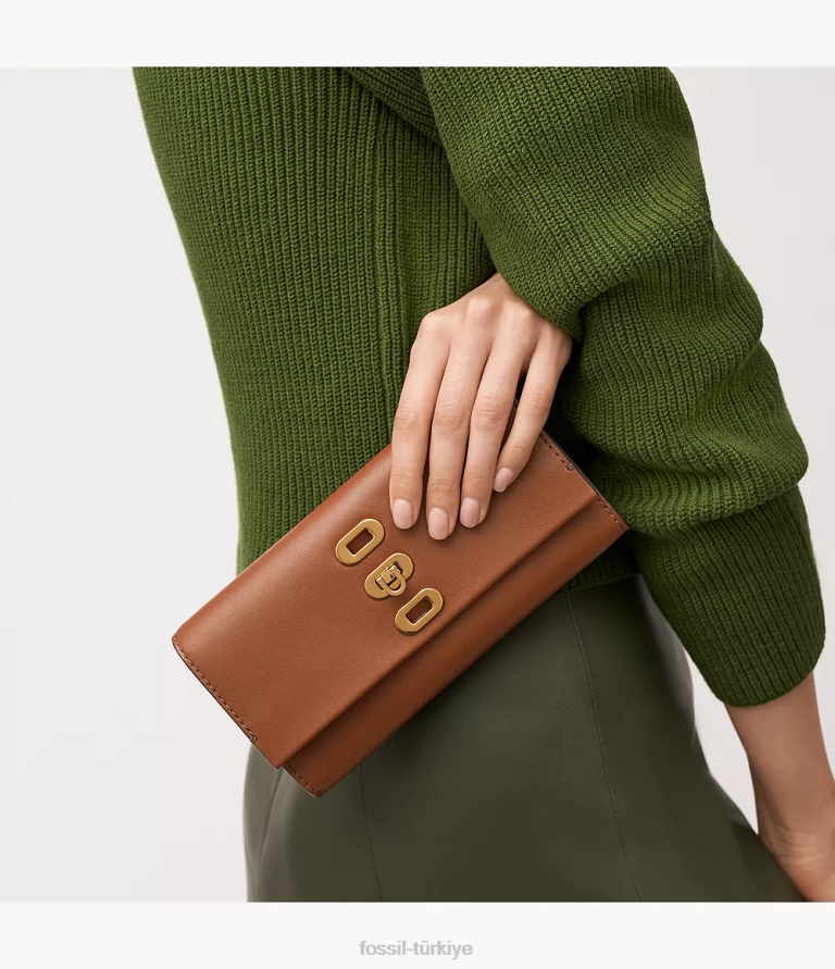 Fossil 6J04315 kahverengi penrose cüzdan çapraz askılı çanta kadınlar