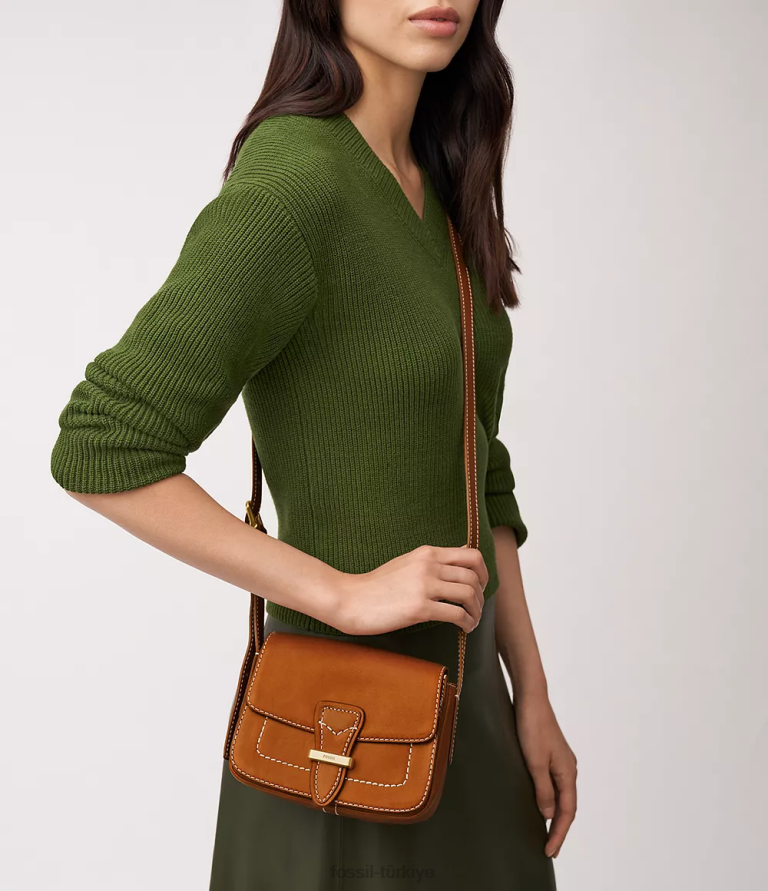 Fossil 6J04316 konyak tremont küçük kapaklı çapraz gövde çanta kadınlar