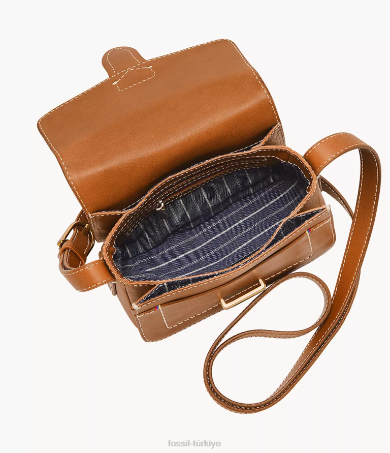 Fossil 6J04316 konyak tremont küçük kapaklı çapraz gövde çanta kadınlar