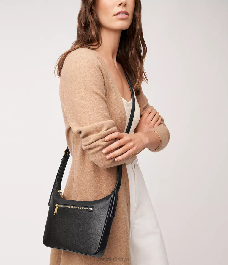 Fossil 6J04318 siyah cecilia küçük çapraz vücut çanta kadınlar