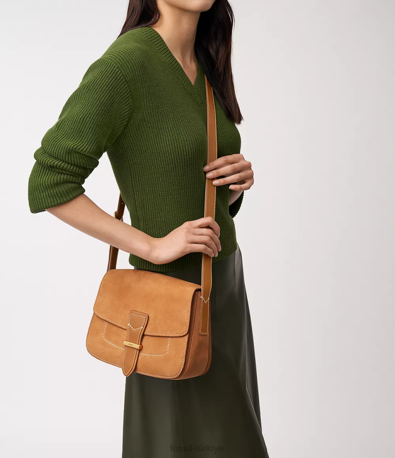 Fossil 6J04319 bronzluk tremont kapaklı çapraz gövde çanta kadınlar