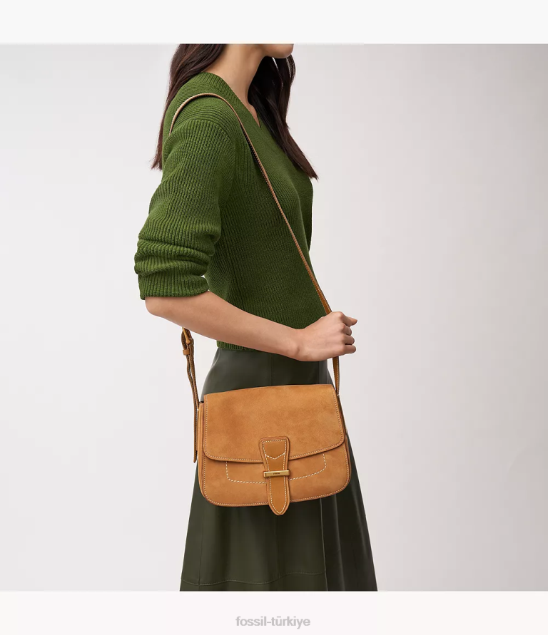 Fossil 6J04319 bronzluk tremont kapaklı çapraz gövde çanta kadınlar