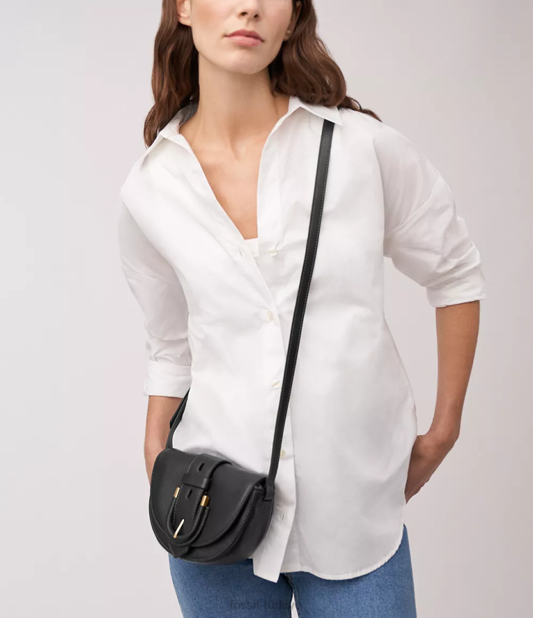 Fossil 6J04324 siyah harwell küçük kapaklı çapraz gövde çanta kadınlar