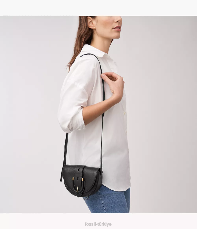 Fossil 6J04324 siyah harwell küçük kapaklı çapraz gövde çanta kadınlar