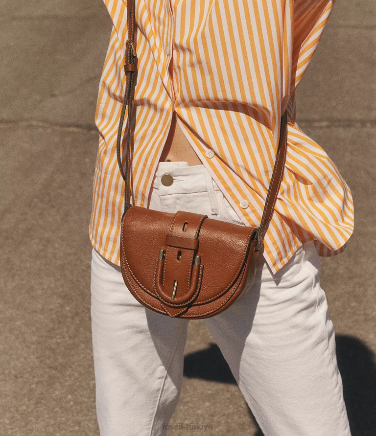 Fossil 6J04325 kahverengi harwell küçük kapaklı çapraz gövde çanta kadınlar